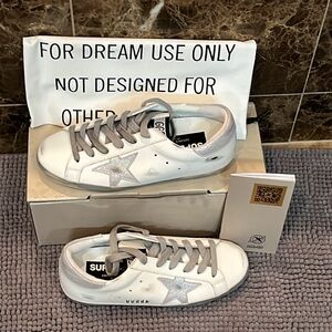 💛GOLDEN GOOSE💛 Women's Super-Star sneaker with silver sparkle foxing NIB